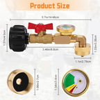 FAST-3 Pcs Propane Refill Elbow Adapter With Tank Gauge, Propane Tank Adapter For 1 Lb Tank, Universal Propane Gas Gauge