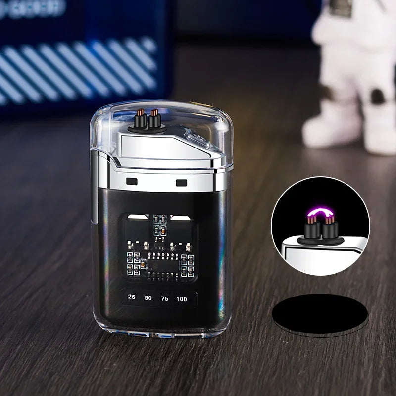 Rechargeable USB Electronic Lighter, Windproof Flameless LED Smart Dual Arc Portable Outdoor Survival Cigarette Lighters  Gifts