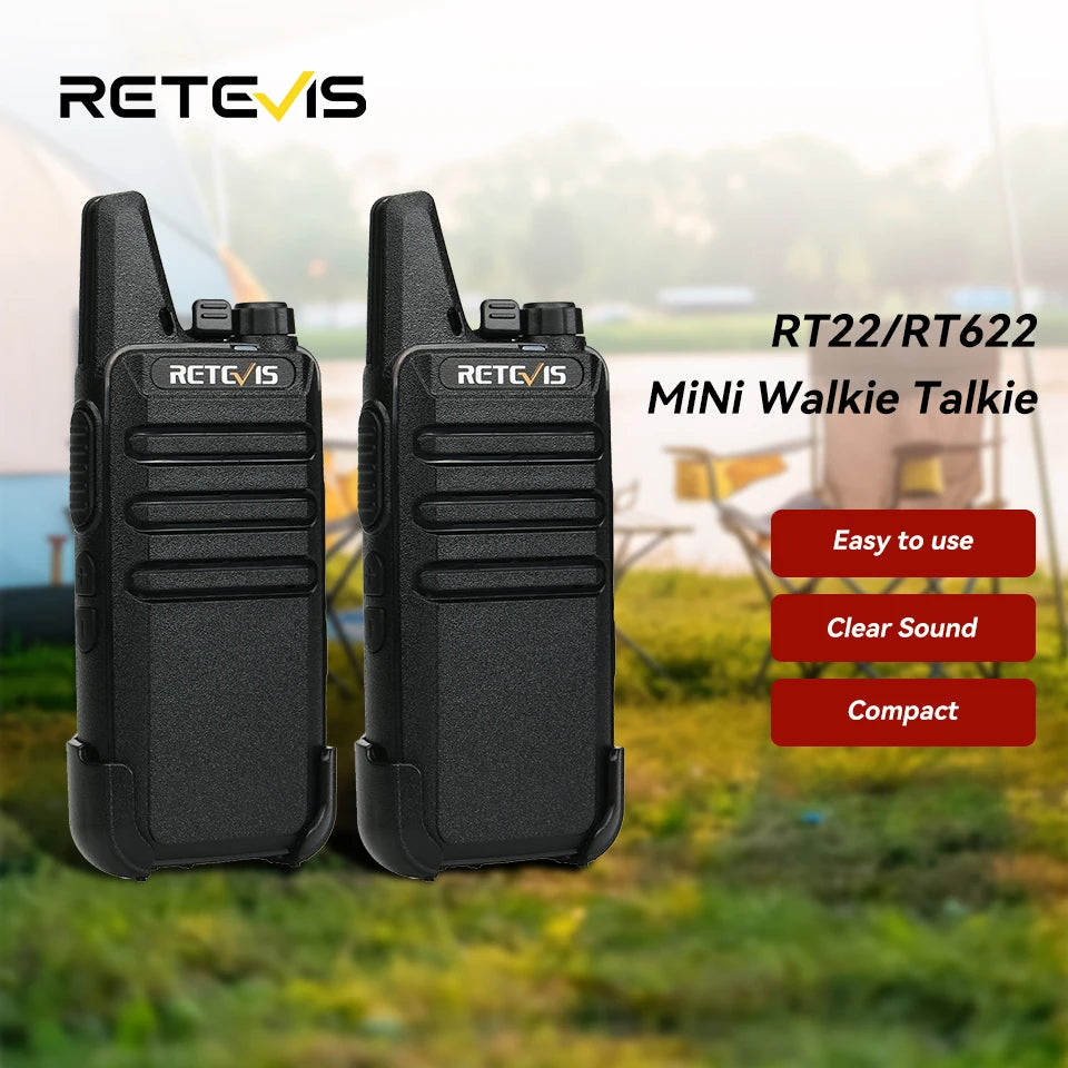RETEVIS RT622 Walkie Talkie Mini 2 pcs PMR 446 Portable Two-way Radio ht PTT Walkie-talkies Communication Radio for Restaurant