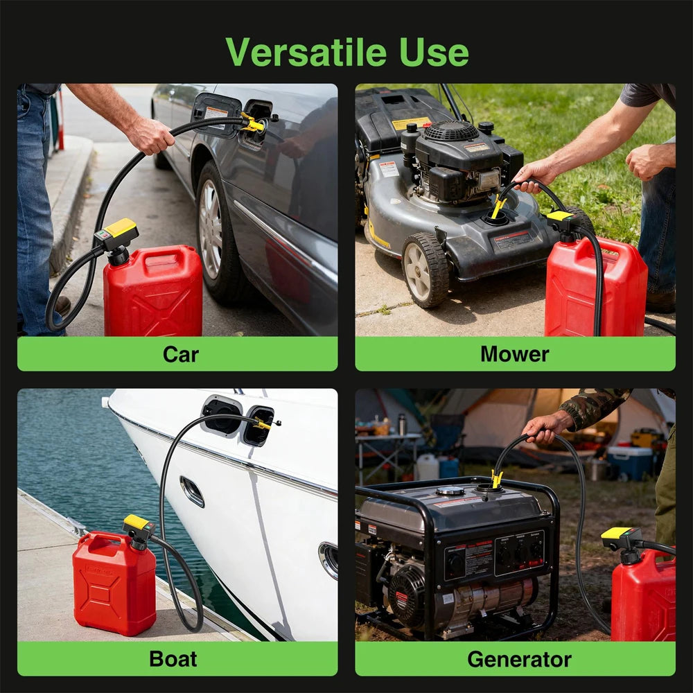 Taskstar Electric Fuel Transfer Oil Pump Electric Suction Fuel Pump Auto-stop Sensor Leak Protection 51"Hose Gasoline Diesel