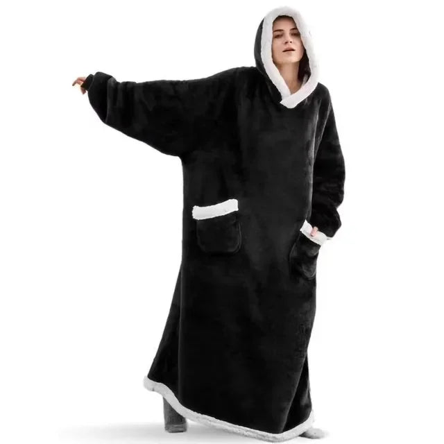 Men's and women's extra long winter hoodies, greedy blankets, pajamas with sleeves, sportswear
