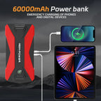 12V 60000mAh Car Jump Starter Digital Display Emergency Power Supply Portable Emergency Starter Car Battery Booster Power Bank