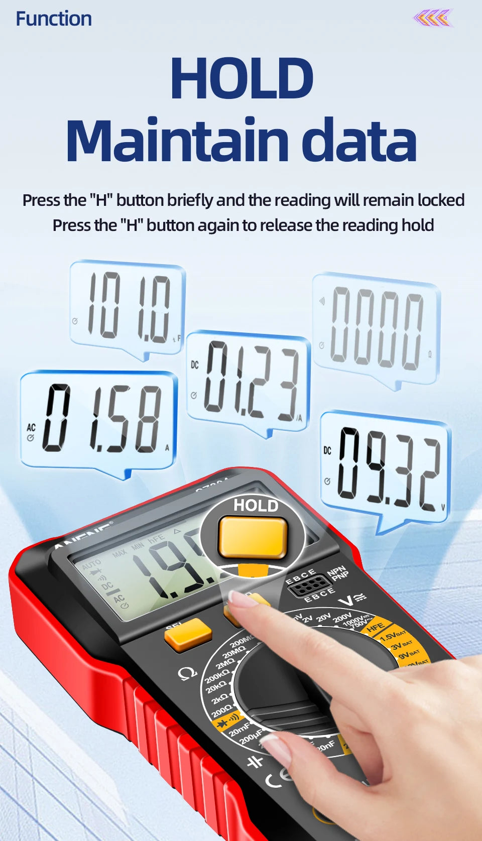 ANENG SZ304 Multifunction Digital Multimete True RMS Handheld High Precision Tester NCV AC/DC Votage Current Resistance Ohm Tool