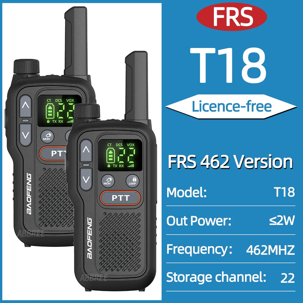 2pcs Baofeng F22 Kids Walkie Talkie Rechargeable Type-C Ham Radio Electronic Toys Birthday Gift Children