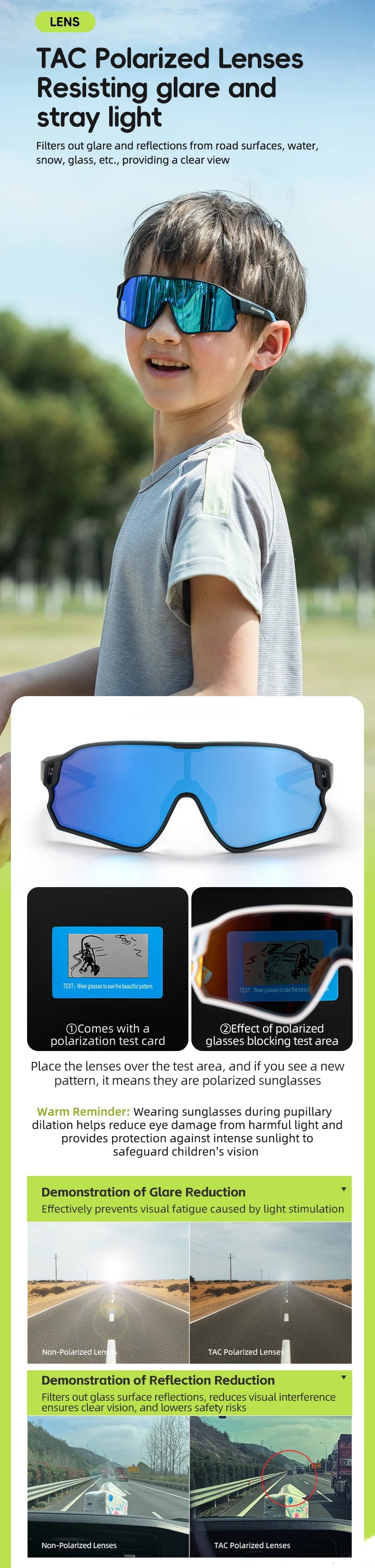 ROCKBROS Sunglasses Kids Girls Boys Polarized/Photochromic Goggles Children Glasses UV Protection Eyeglasses Eyewear