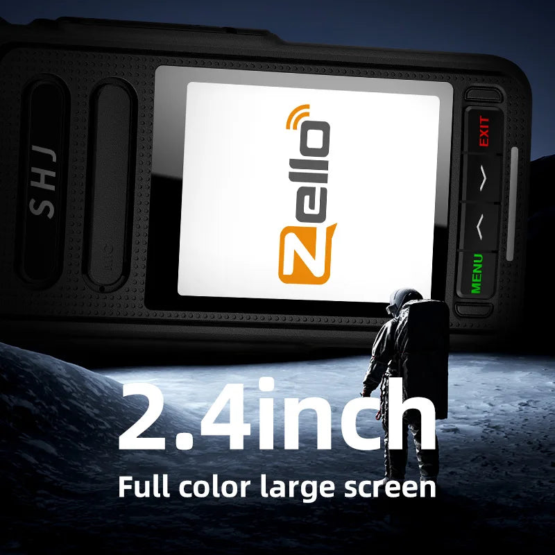 Zello POC Radio 2.4" Android 8.1 Smart Walkie Talkie, 4G SIM/WiFi, 100-Mile Long Range, Bluetooth Handheld Radio