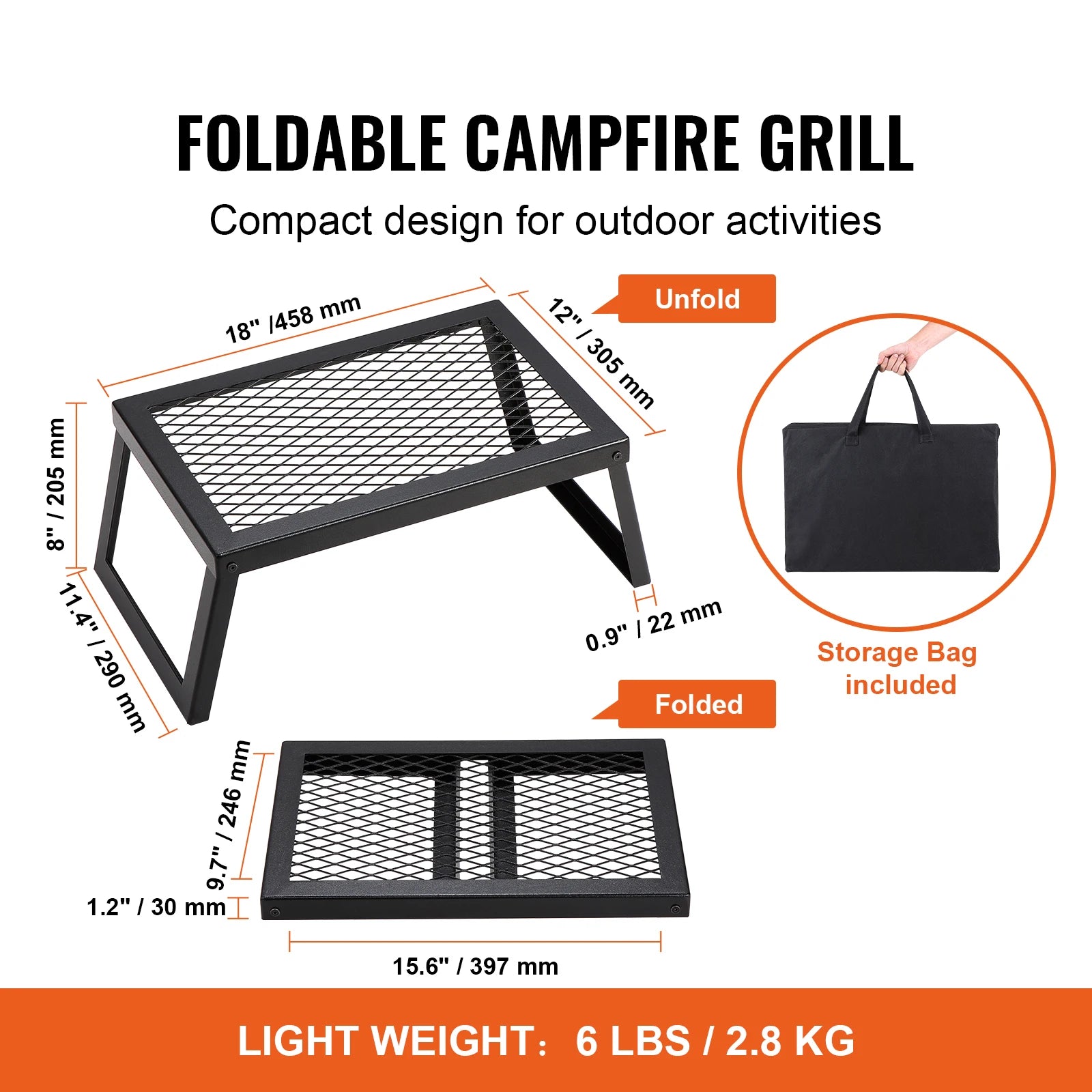 SucceBuy 18/24in Barbecue Charcoal Grill Outdoor Home Appliance for Outdoor Cooking Camping Picnics Beach