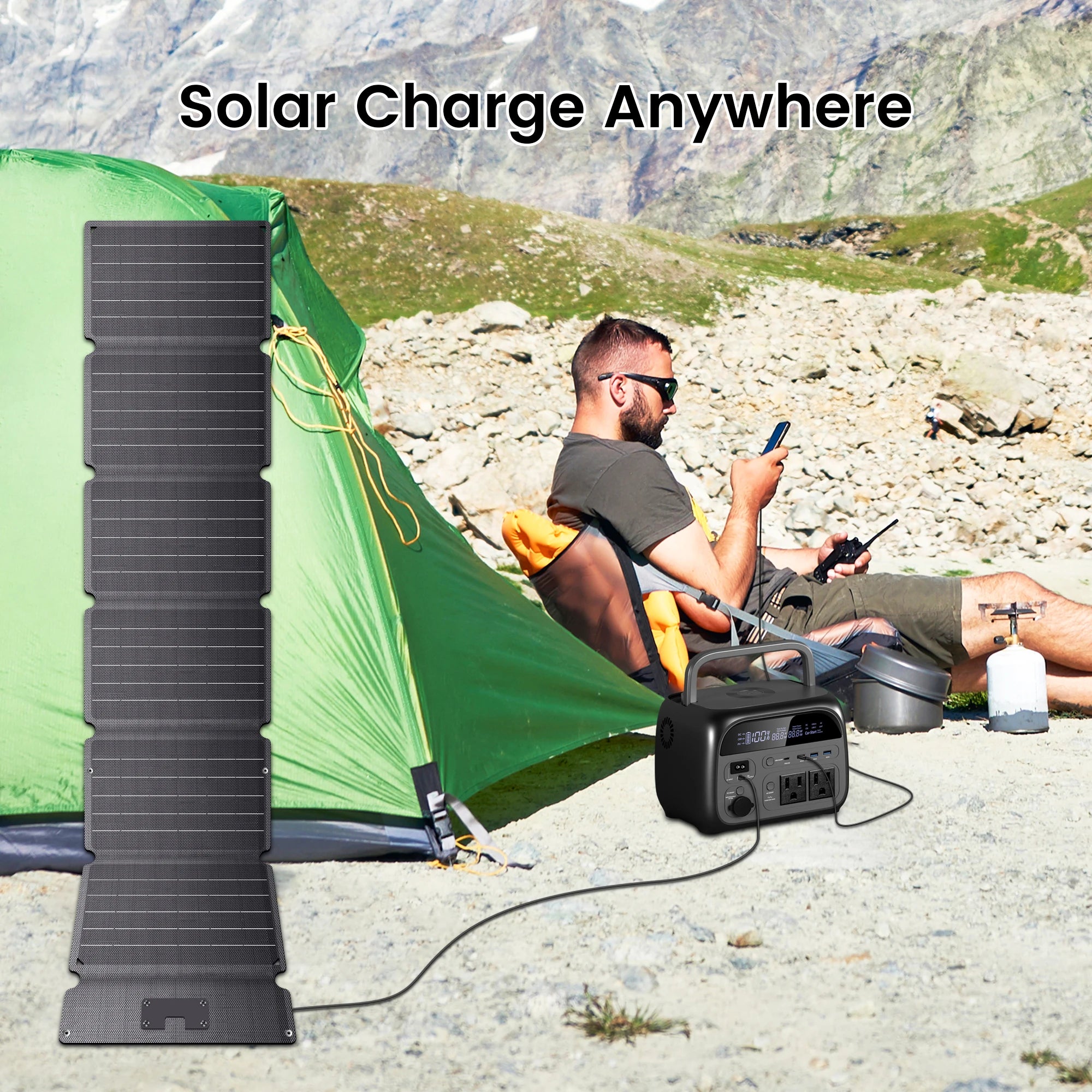 CTOLITY 54W 20.5V Voltage ETFE New Portable Solar Panel Fiexible Power Charging for Outdoor Camping Hiking Travel Powerbank