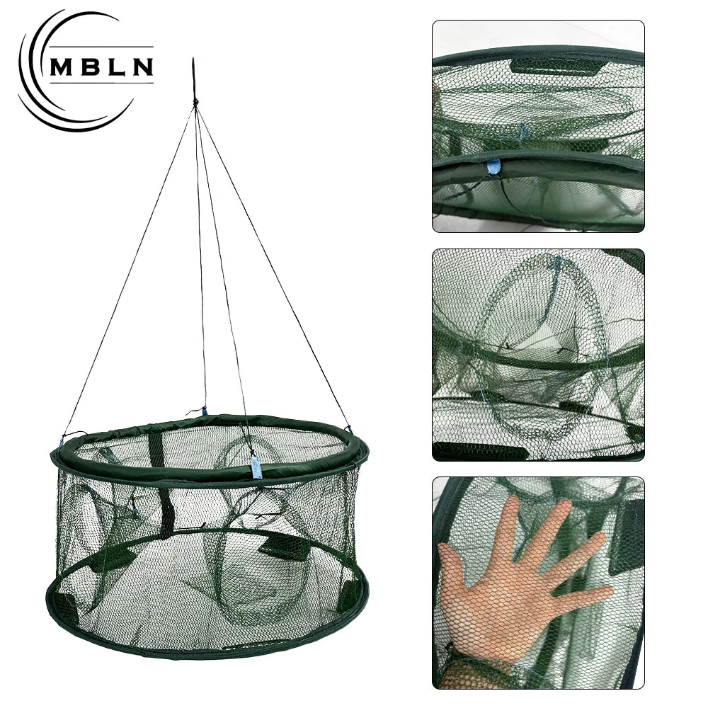 MBLN Collapsible Crab & Fish Trap (3pcs/set) 50cm Foldable Fishing Net Cage, Easy to Use, Auto-Open in Water,Portable & Reusable