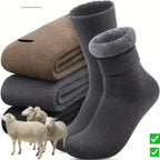 Men's Winter Velvet Snow Socks, 3-Pairs. Plush, warm & knitted for US 9-11. Perfect outdoor/work gift!