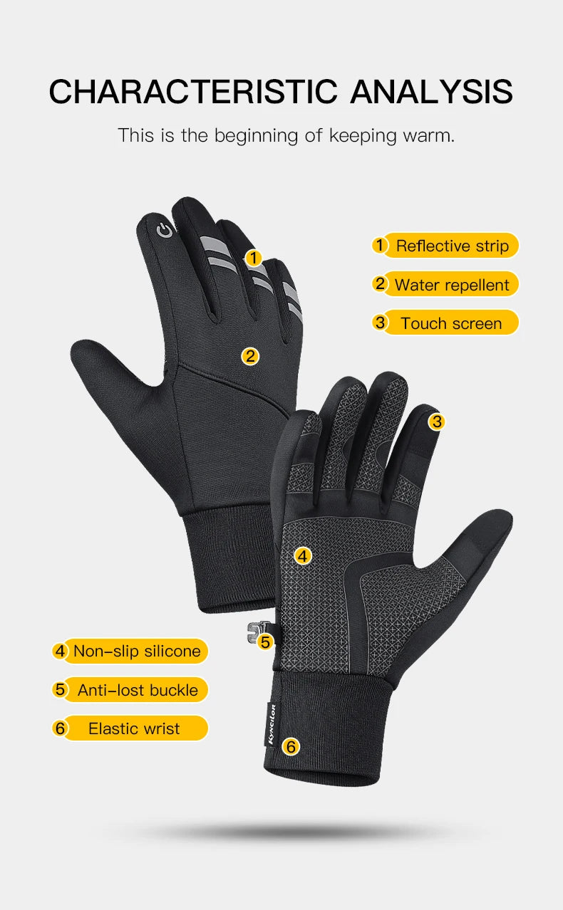 Outdoor Winter Cycling Gloves Touch Screen Motorcycle Gloves  Windproof Sports Riding Ski Gloves Waterproof 3M Running Gloves