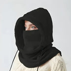 Unisex Winter Balaclava Knit Hood - Windproof Mask with Drawstring, Motorcycle Riding Headgea Warm Knitted Cap Cold Weather