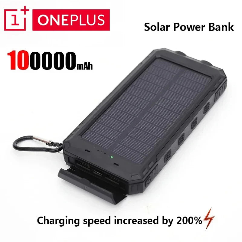 OnePlus Solar Power Bank 200000mAh Large Capacity Fast Charging External Battery with SOS Emergency Power for IPhone Samsung