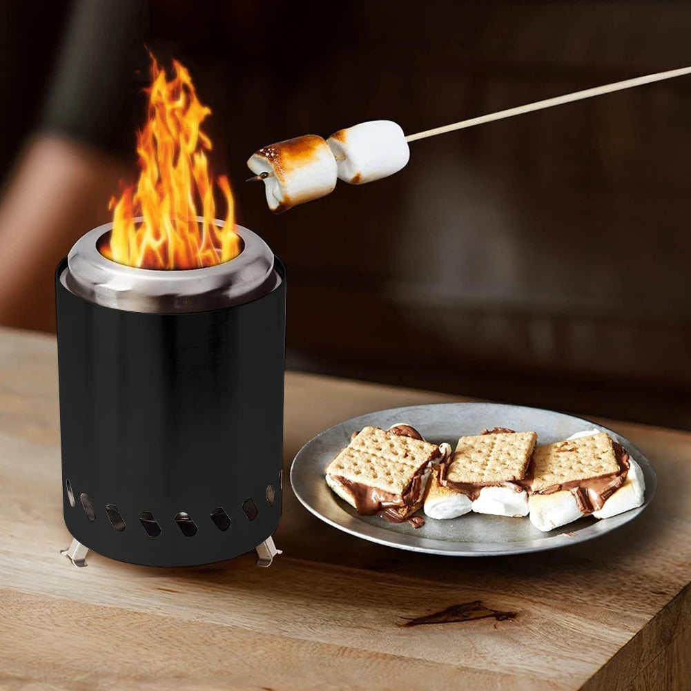 Smokeless Tabletop Fire Pit Stainless Steel Indoor Outdoor Table Top Firepit Portable Mini Stove for Outside Patio Camping