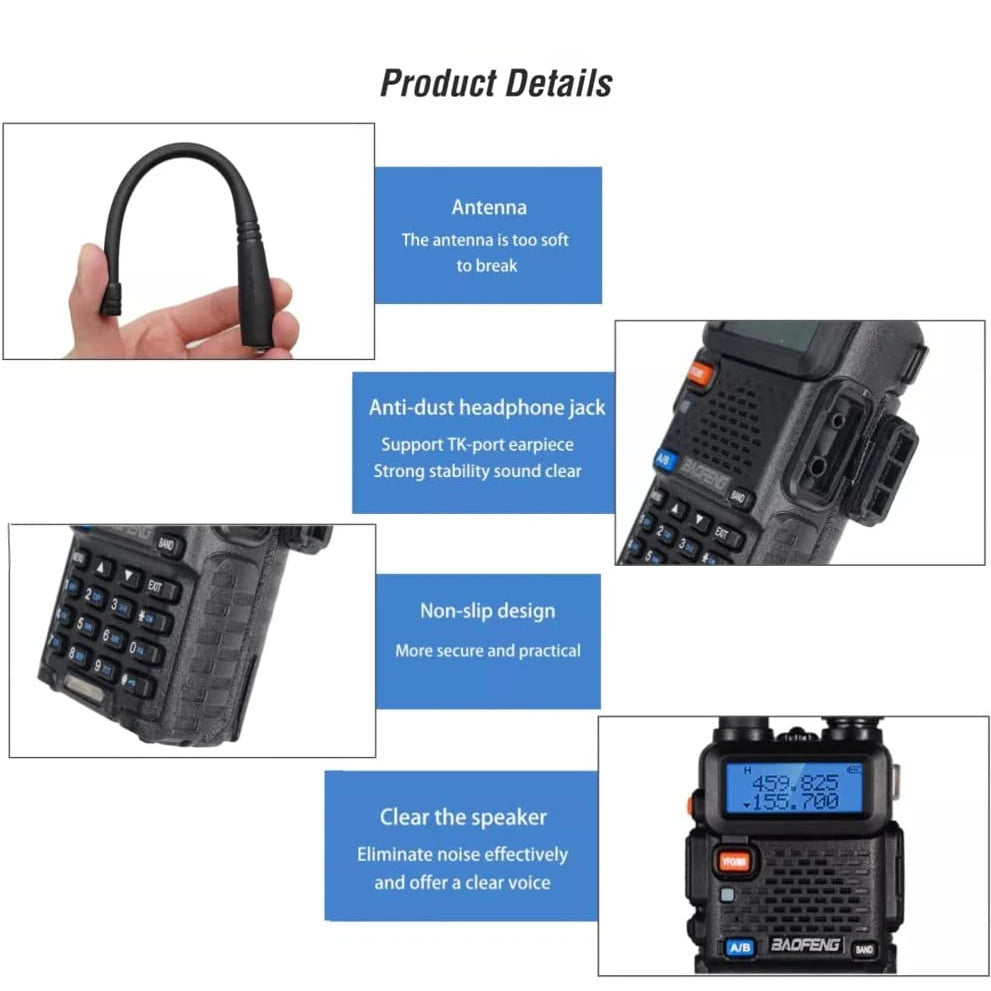 4Pcs Baofeng UV-5R 8W/5W Tri-Power Walkie Talkie High Power Dual Band Long Range Portable Handheld UV 5R Radio