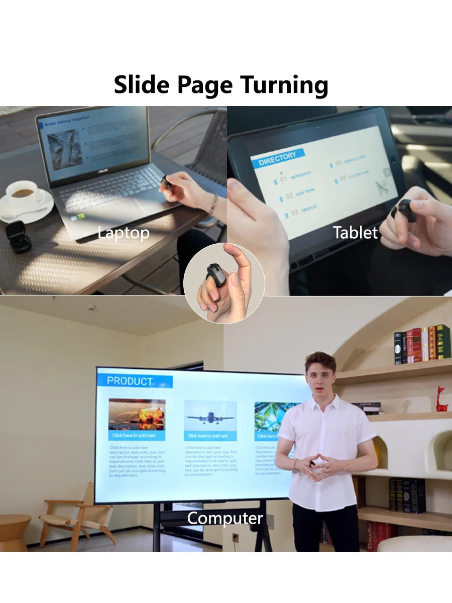 Ring Mouse Rechargeable Mini Light Weight Bluetooth 2.4G Dual-mode Wide Compatible Remote Control Selfie Scan Short Video Speech
