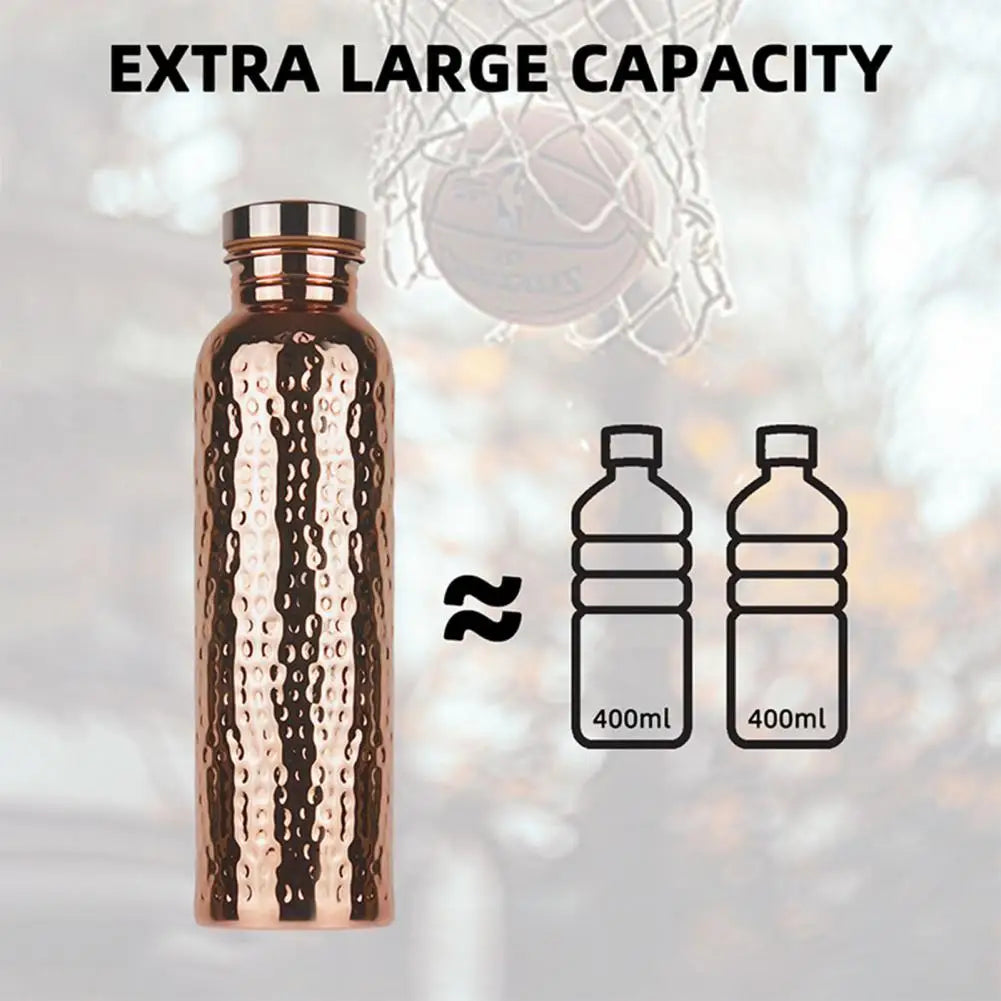 800ML Copper Sports Water Bottle Hammer Pattern Large Capacity Leakproof Cycling Gym Fitness Electroplating Drinking Cup 2025