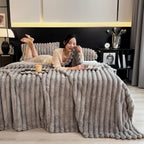 New Artificial Rabbit Plush Autumn Warm Blankets for Beds Soft Coral Fleece Sofa Throw Blanket Comfortable Thicken Bed Sheet