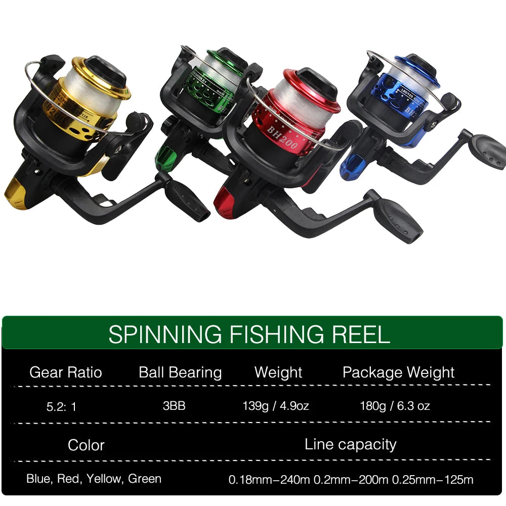 1.8m 2.1M Fishing Rod and Reel Line Lure Set Carbon Fiber Telescopic Fishing Rod 5.2:1BB Spinning Reel for Saltwater Freshwater