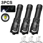 Ultra Bright LED Flashlight 2000LM Type-C Rechargeable Long Range Zoom Tactical Torch Outdoor Emergency Camping Fishing Lantern