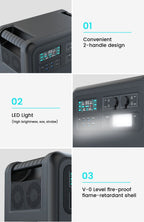 2600W 1800W 500W Portable Power Station 1024wh 345wh Lifepo4 Battery Powerful Power Bank Solar Generator Emergency Power Supply