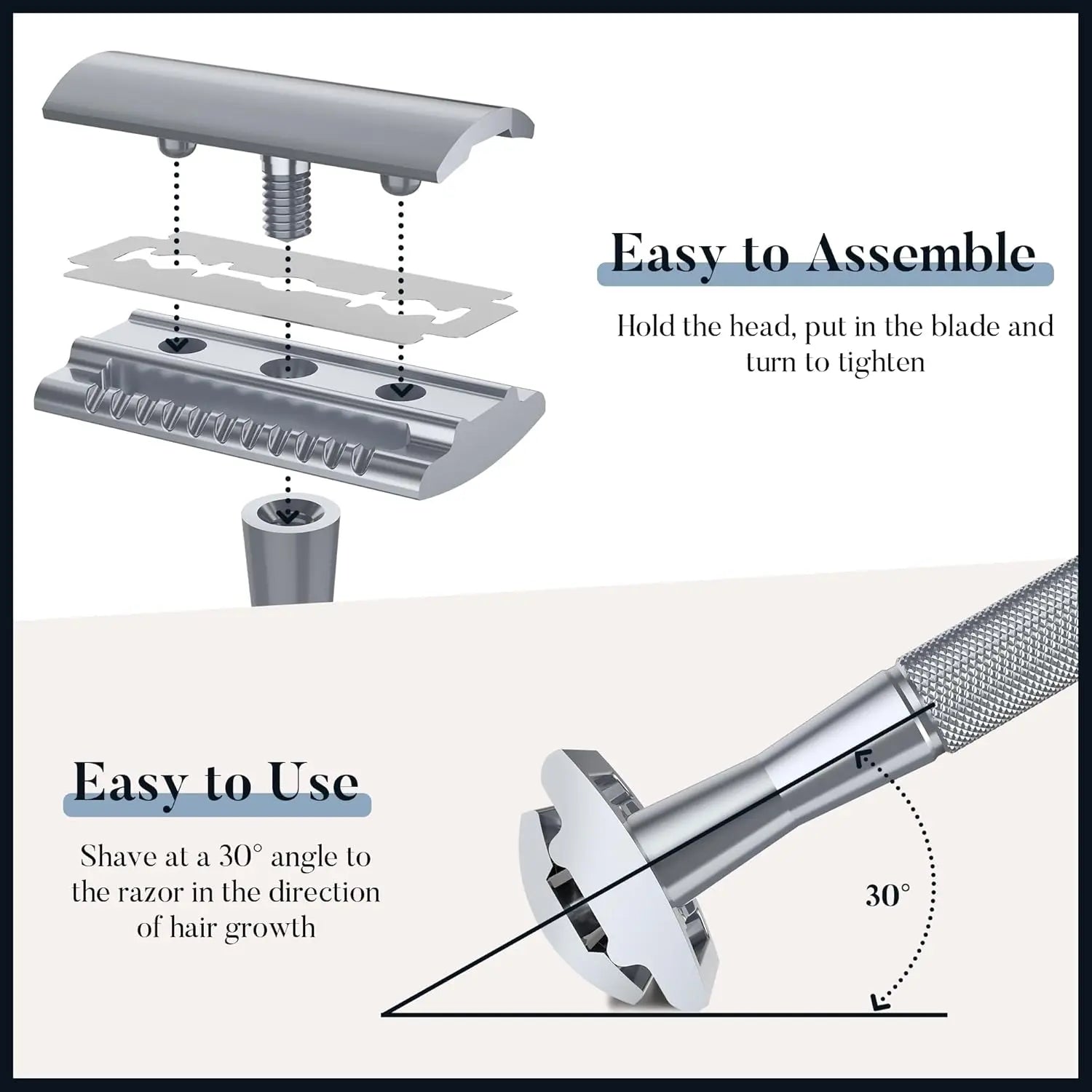 Double Edge Safety Razor for Men & Women, Metal Razor with 10 Platinum Coated Safety Razor Blades, Eco-Friendly Razor