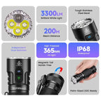 SOFIRN SR23 3300LM 6500K Flashlight UV 365nm EDC Light 21700 USB C Rechargeable Dual Switch Torch with Magnetic Tailcap