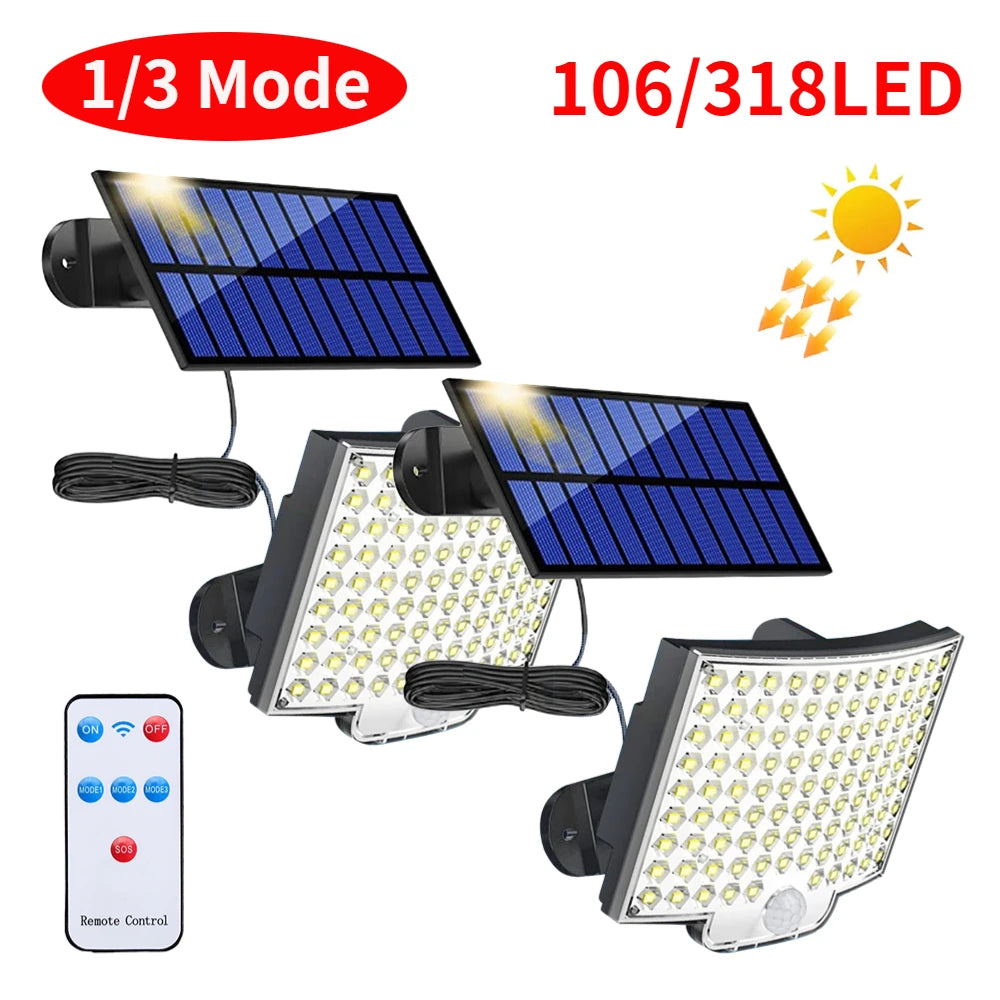 LED Solar Split Wall Lamp 3 Mode Waterproof Motion Sensor Lamp Security Outdoor Street Lighting Solar Lamp for Garden Wall Light