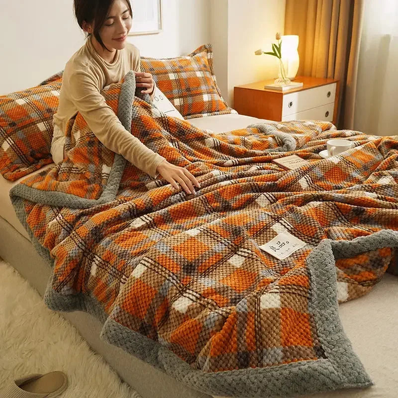 Knit Blanket Throw Soft Chenille Yarn Knitted Blanket Machine Washable Crochet Handmade Knit Throw Blanket for Couch Bed