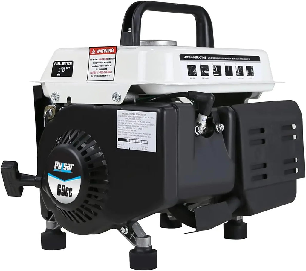 [XMSJ]XMSJ-1,200W Carrying Handle, PG1202SA Gas-Powered Portable Generator, 1200W, Black/White