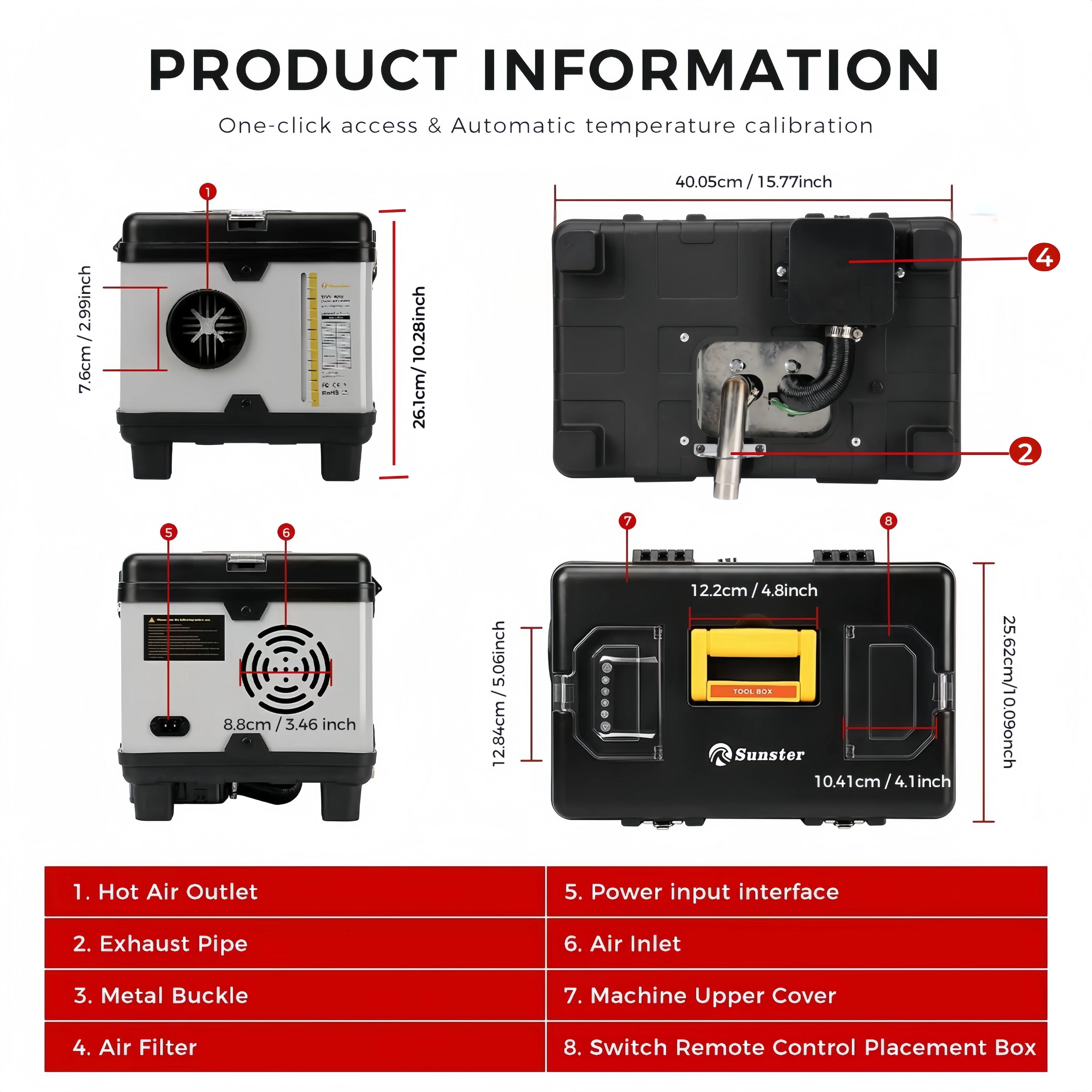 8KW Diesel Auxiliary Heater 110-220V AC and 12/24V DC With High-Altitude Mode & Ventilation Mode Ultra Quiet Portable Heater