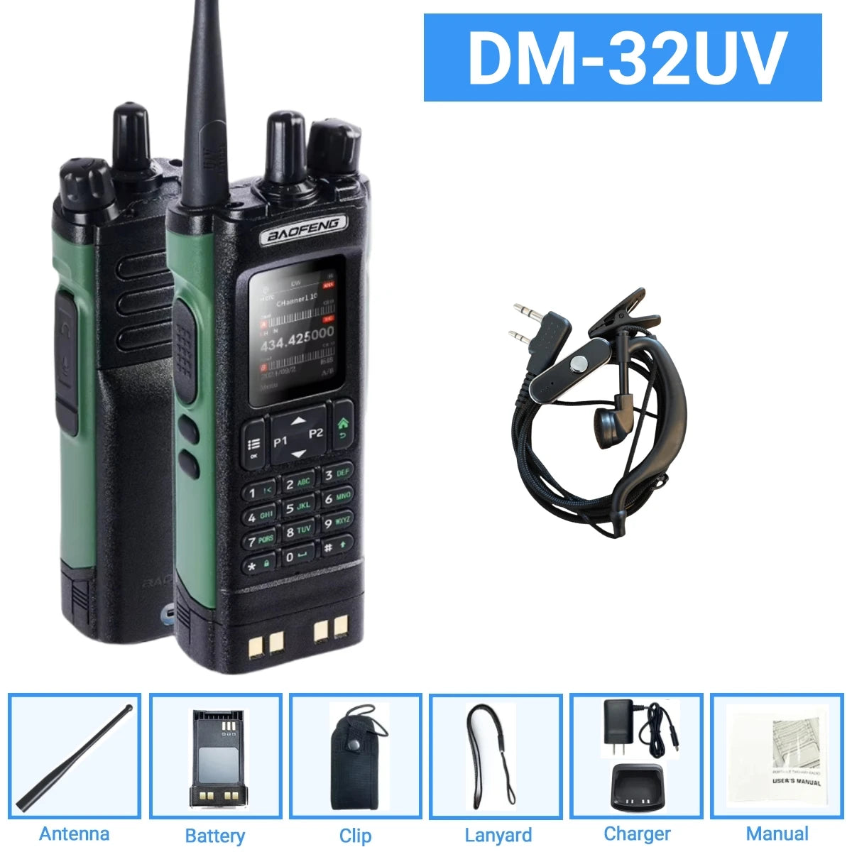 DMR GPS 10W DM-32UV BAOFENG DM32 Walkie Talkie Multi Band TDMR Dual Time Slot Wireless Copy Frequency Type-C AM/FM Two Way Radio
