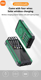 XIAOMI Solar Power Bank Wireless 200000mAh Large Capacity Fast Charging External Battery Outdoor Survival Emergency Equipment