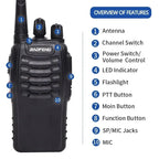 Baofeng 4Pcs BF 888S Walkie Talkie UHF 400 470MHz Long Range Two Way Ham Radios Transceiver for Hunting Hotel