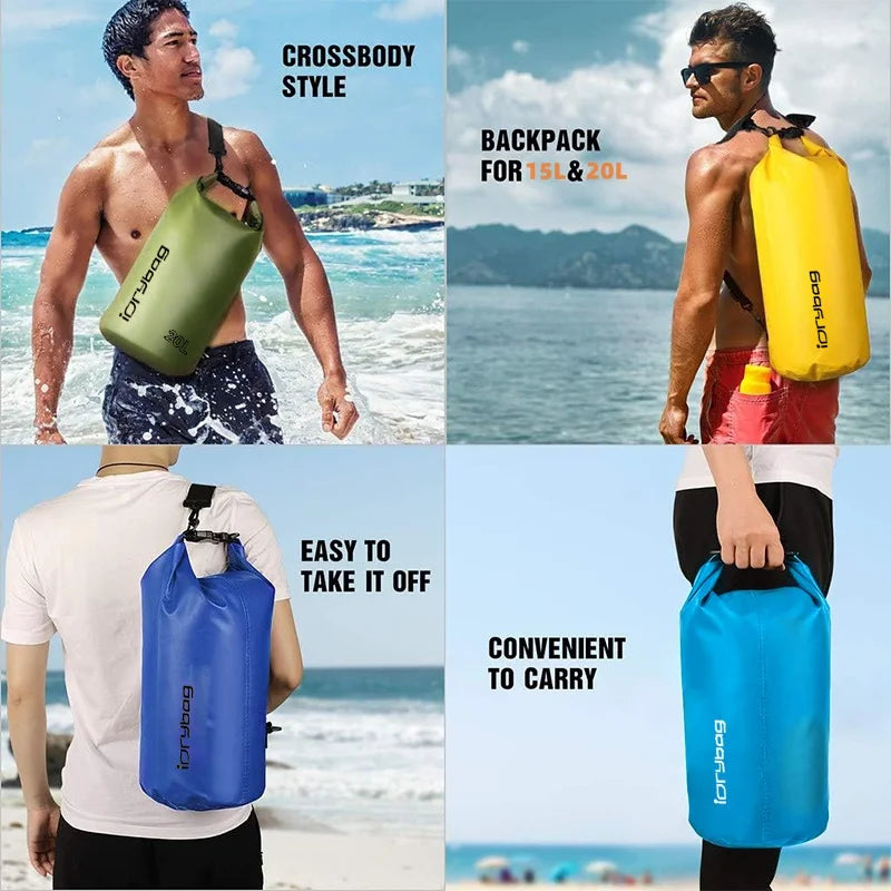 Idrybag Dry Bag Waterproof Bag for Women Men 2/5/10/15/20L Swimming Rafting Kayaking River Trekking Waterproof Dry Bag Backpack