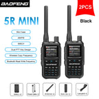 BAOFENG New Walkie Talkie 2PCS 5R Mini 5W Radio walkier talkie BT Dual PTT Transmission AM Aviation Reception Mini Case Radio