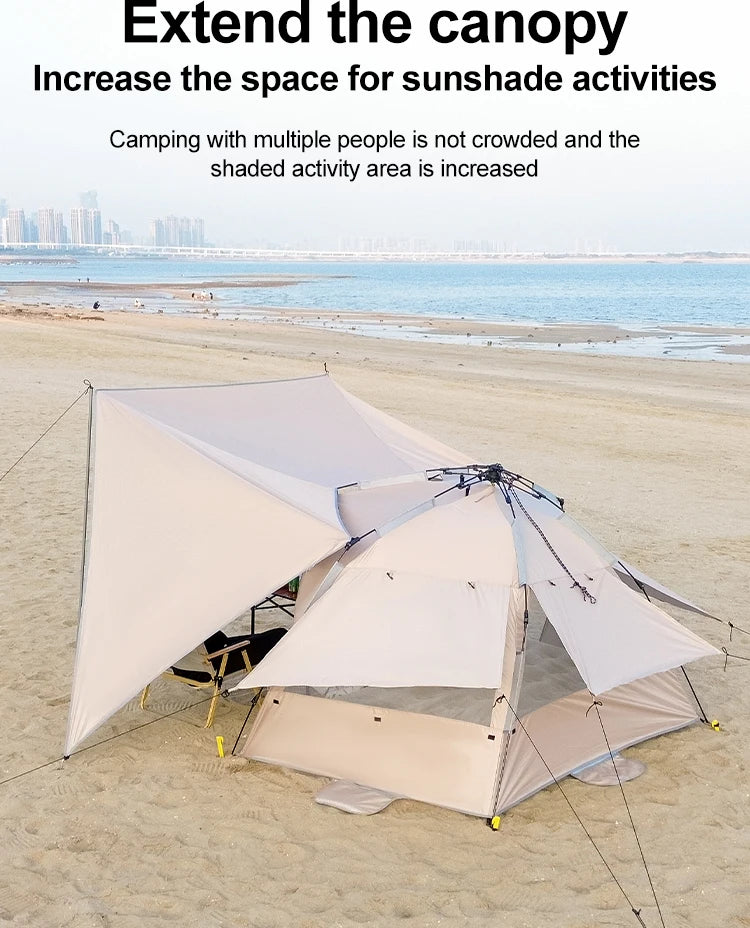 Sonuto Outdoor 3-4P One-Touch Camping Tent Quick Automatic Opening Beach Fishing Tent Family Travel Picnic Park Anti-UV Shade