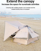 Sonuto Outdoor 3-4P One-Touch Camping Tent Quick Automatic Opening Beach Fishing Tent Family Travel Picnic Park Anti-UV Shade