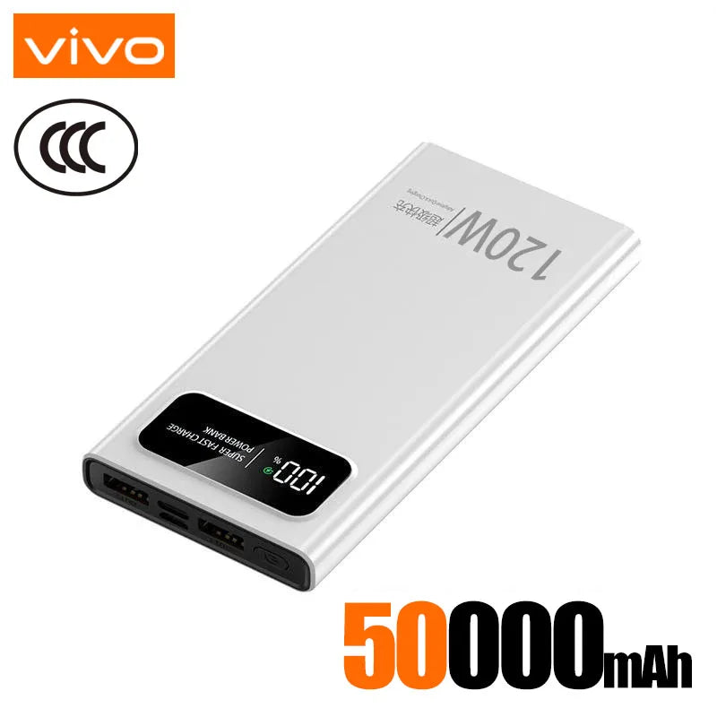 VIVO 120W Power Bank Super Fast Charging 200000mAh Large Capacity Portable External Battery For Mobile Power Bank For IPhone