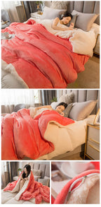 Winter Bed Blankets Solid Color Fleece Blankets Throws Adult Thick Warm Sofa Winter Blanket Super Soft Warm Duvet Cover Luxury