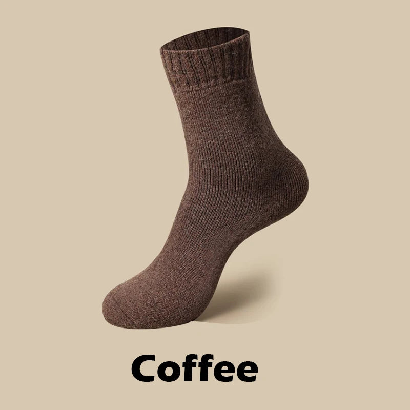 2025 New Winter Warm Women Socks Wool Male Men Socks Super Thicker Solid Socks Merino Wool Socks Against Cold Snow Terry Socks