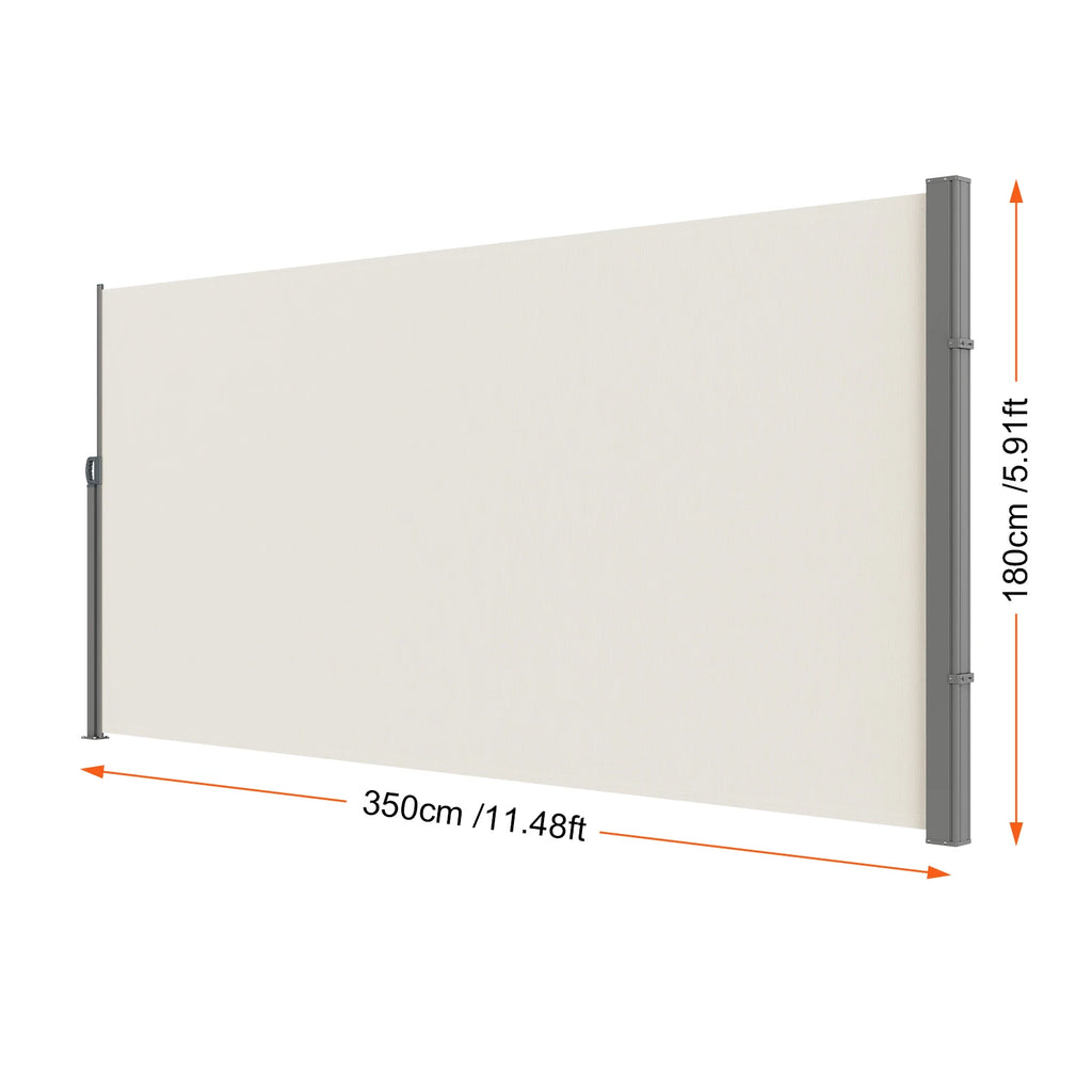 SucceBuy Retractable Side Awning Outdoor Privacy Polyester Water-proof Retractable Patio Screen UV 30+ Room Divider Wind Screen