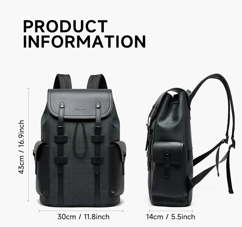 Septwolves Fashion Design Printed Leather Backpack Man Large Flip Cover Business Print Travel Laptop Bags Big Monogram Bagpack