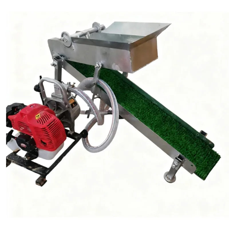 Small 1 inch engine gold sluice box 20x100cm cm 11kg mini gold high banker vibrating sluice screen with golden grass