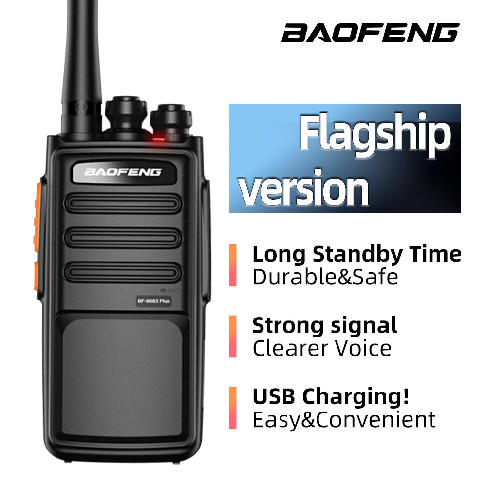 2PCS Baofeng 888SPLUS UHF 400-470MHz Portable Handheld Two-Way Radio Set 16 Channels 3-5km Ran Communication Cars Motorcycles