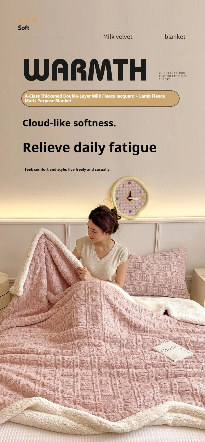 Thickened Coral Fleece Bed Blankets for Winter Warm Soft Imitation Lambs Wool Jacquard Blankets for Bedroom Sleeping Sofa Throw