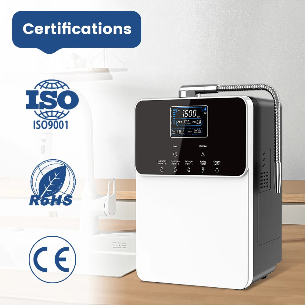 Hydrogen Rich Water Dispenser Machine High Hydrogen Concentration 1200ppb Hydrogen Water Ionizer Machine with Inner Filters