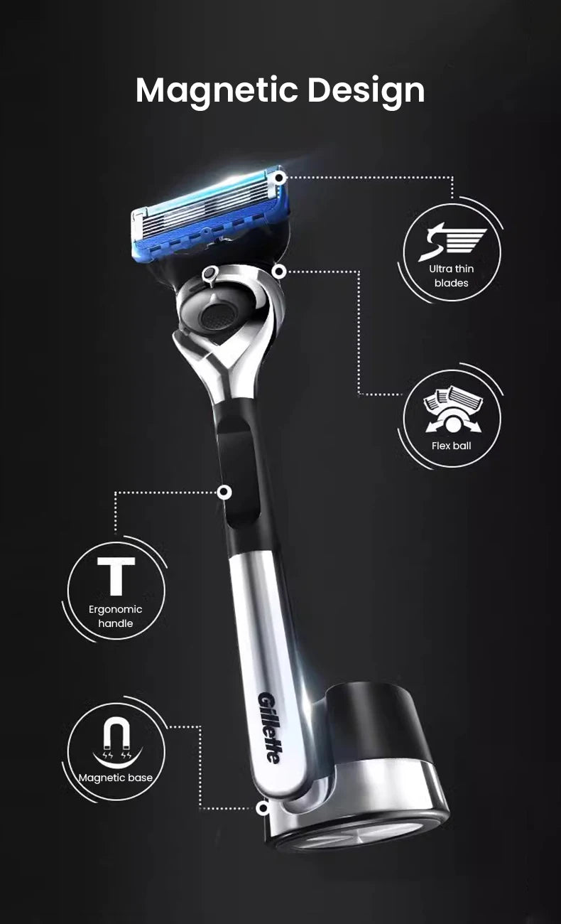 Gillette Fusion 5 ProGlide Razor Premium Edition Flex Ball Tech 5 Layers Ultra Thin Blades Shaving Machine with Mangetic Stand