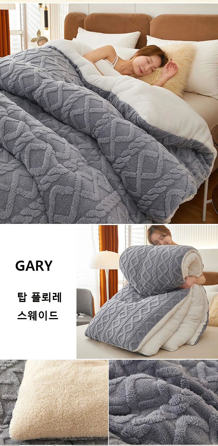 New Super Thick Winter Warm Blanket for Bed Artificial Lamb Cashmere Weighted Blankets Soft Comfortable Warmth Quilt Comforter