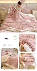 Thickened Coral Fleece Bed Blankets for Winter Warm Soft Imitation Lambs Wool Jacquard Blankets for Bedroom Sleeping Sofa Throw